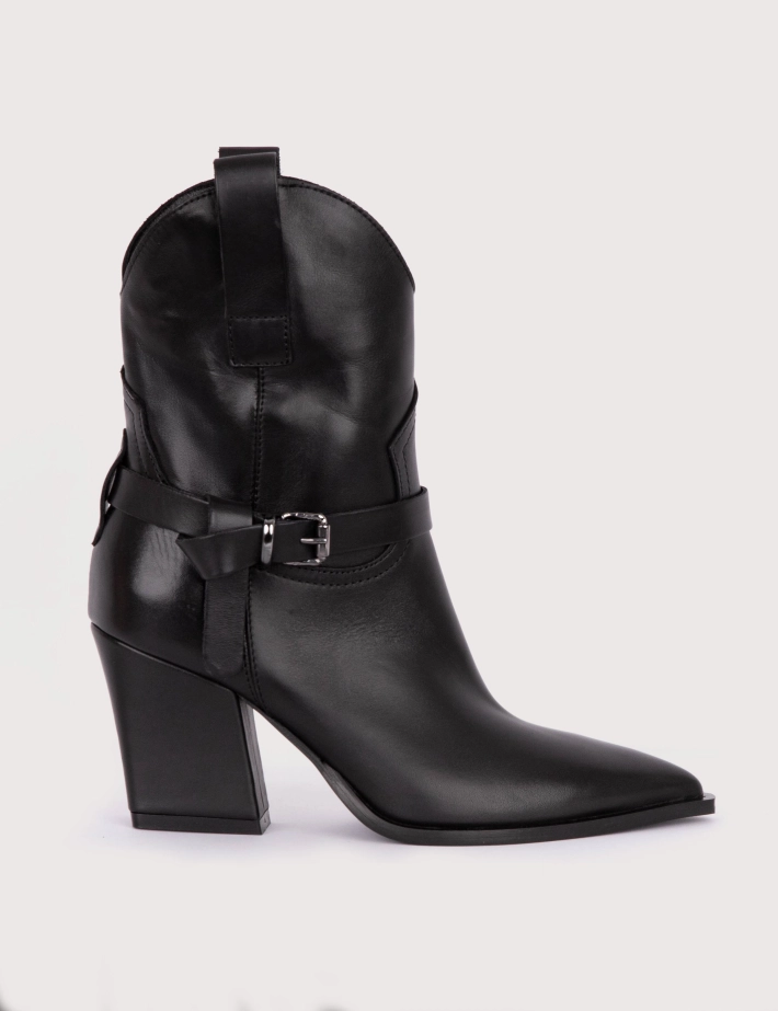 Mìmmu Bottines Western Cuir Noir