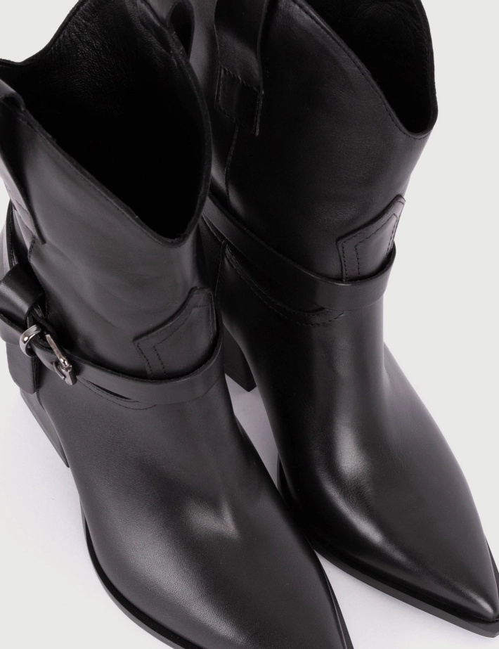Mìmmu Bottines Western Cuir Noir - 4