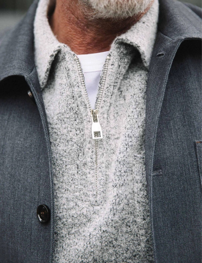 MOS MOSH Polo Manches Longues Homme Zip Ryan Soft Gris - 5