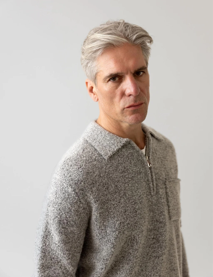 MOS MOSH Polo Manches Longues Homme Zip Ryan Soft Gris - 3