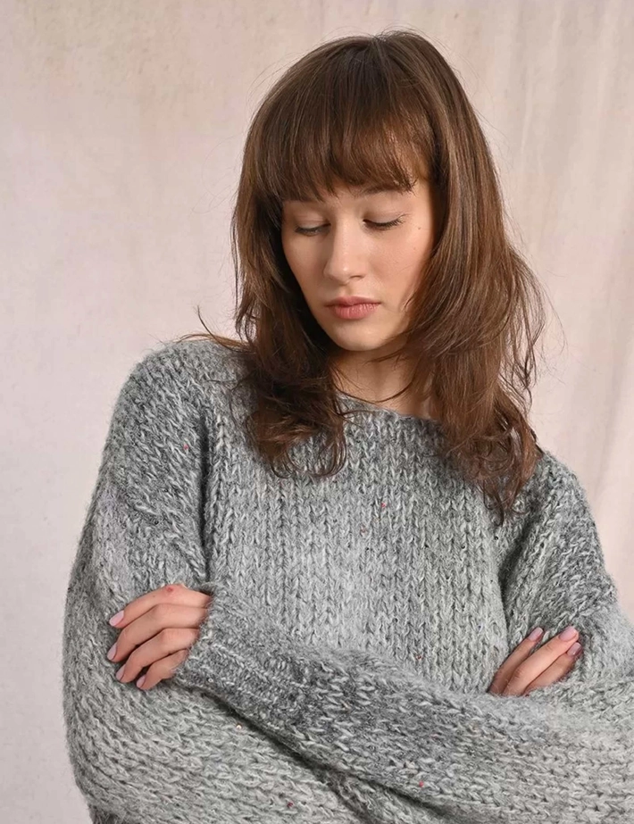 MOLLY BRACKEN Pull Femme en Maille Gris - 2
