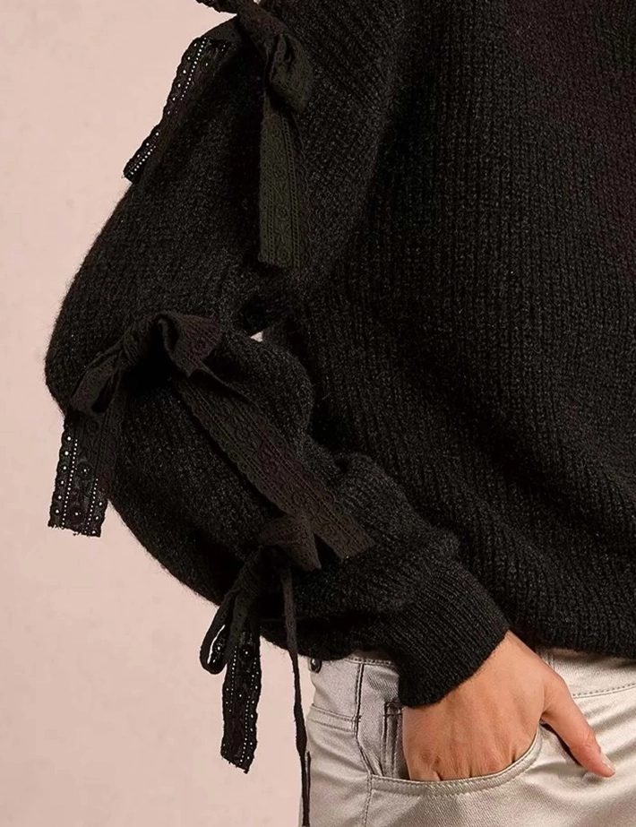 MOLLY BRACKEN Pull  Femme en Maille avec Noeud Noir - 2