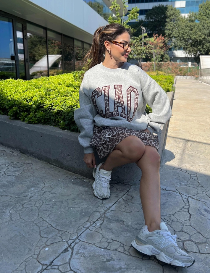 Max Mila Sweat Femme Logo Léopard Ciao Gris - 2