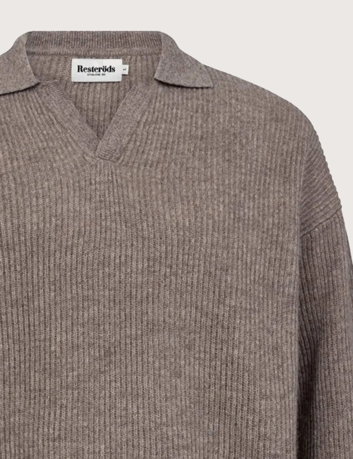 Resteröds Pull Homme Col V en Maille Kane Beige - 2