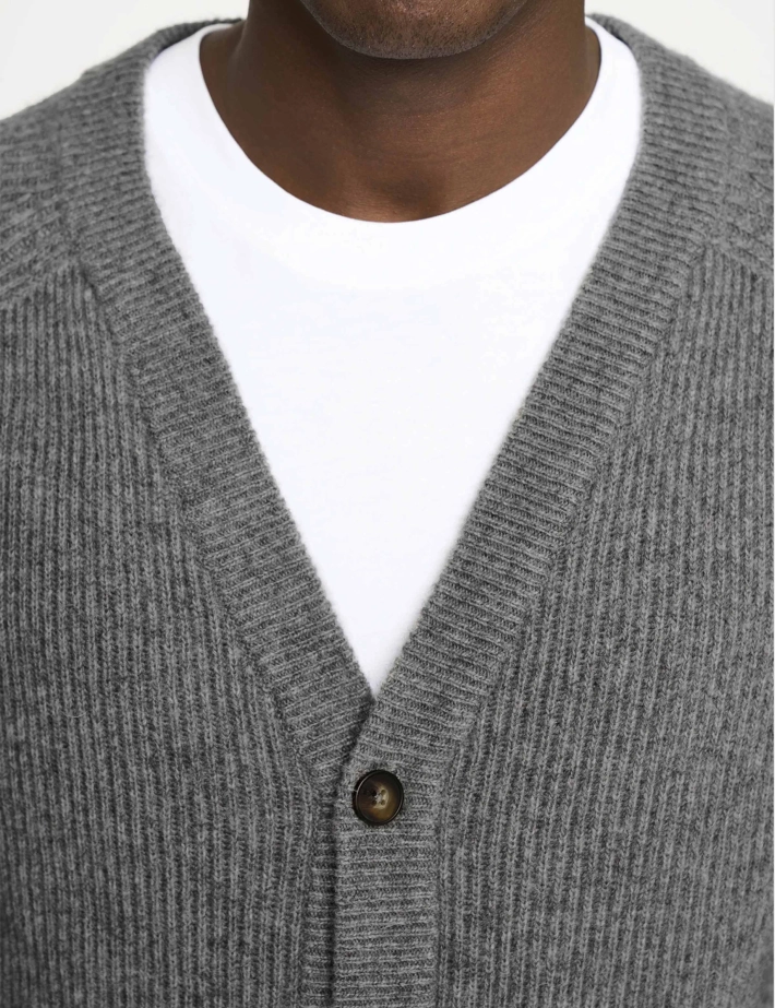 Resteröds Cardigan Homme en Maille Kyle Gris - 5