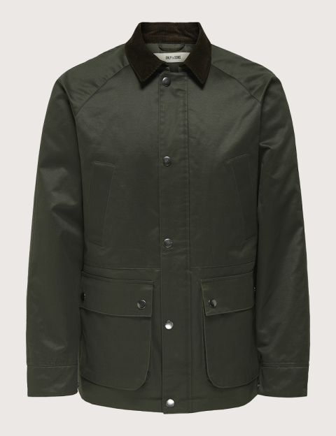 Only & Sons Blouson Homme Bob Waxed Anthracite