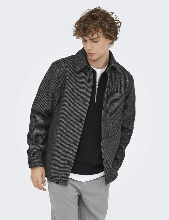 Only & Sons Surchemise Homme Micah Twill Gris - 2