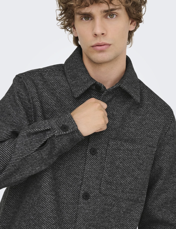 Only & Sons Surchemise Homme Micah Twill Gris - 3