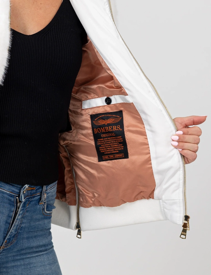 BOMBERS ORIGINALS Veste Fourrure Femme Seward Blanc - 4