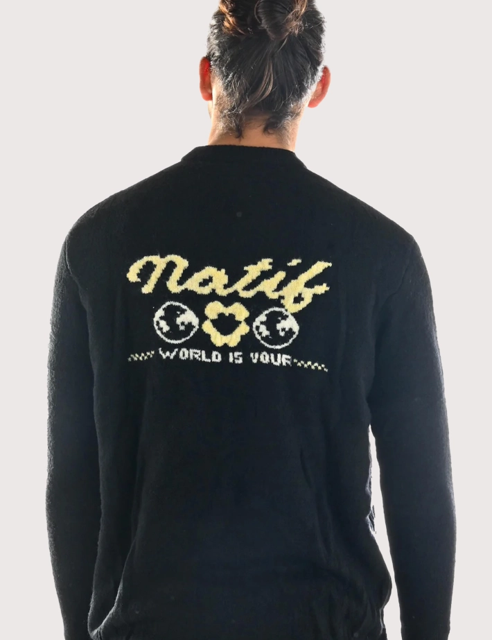Natif Pull Unisex Jacquard World Is Your Noir - 2