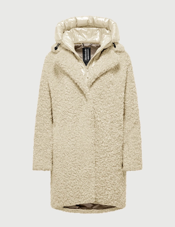 Bomboogie Manteau Femme Odessa Polaire Sherpa Blanc