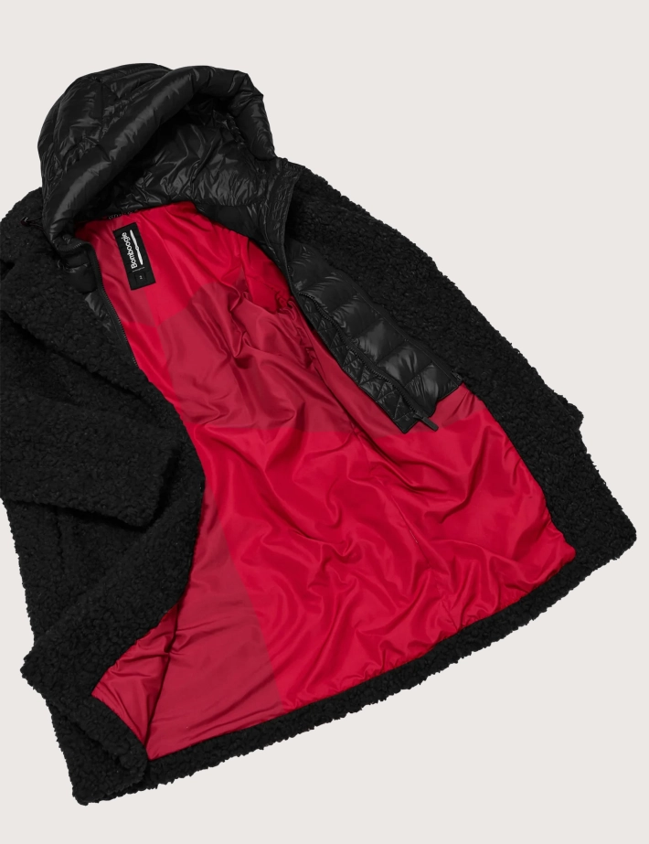 Bomboogie Manteau Femme Odessa Polaire Sherpa Noir
