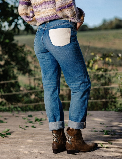 REPLAY Jean Femme Straight W9Z1 Bleu Clair Ceinture Beige - 9