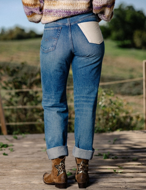 REPLAY Jean Femme Straight W9Z1 Bleu Clair Ceinture Beige - 10