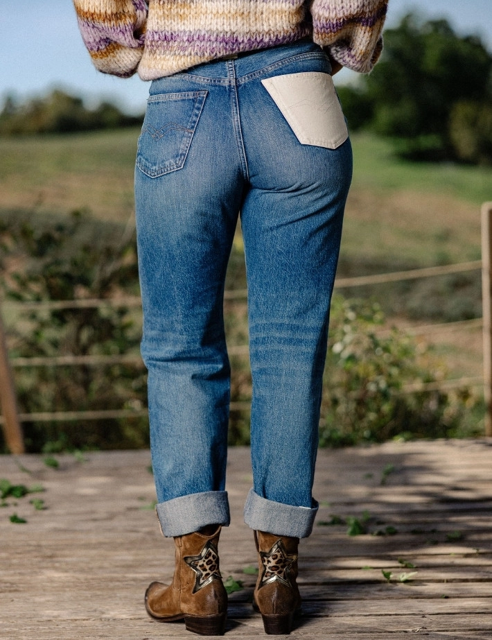 REPLAY Jean Femme Straight W9Z1 Bleu Clair Ceinture Beige - 10