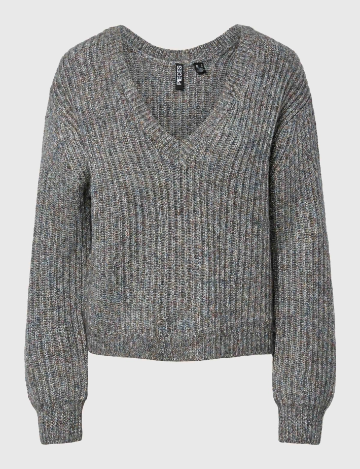 PIECES Pull Col V Junot Gris