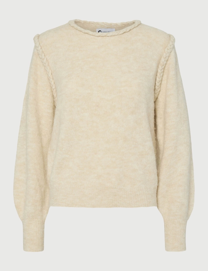 PIECES Pull Col Rond Laba Beige