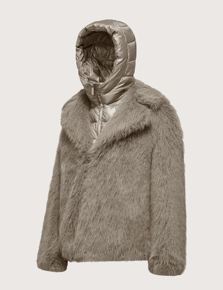 Bomboogie Veste Femme à Fourrure Taupe - 2
