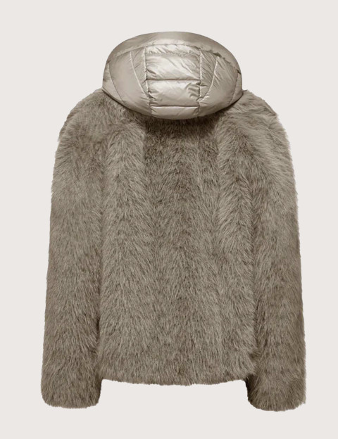 Bomboogie Veste Femme à Fourrure Taupe - 3