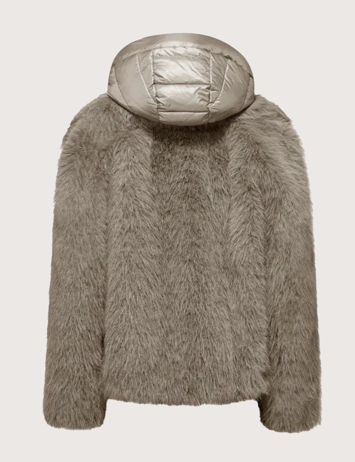 Bomboogie Veste Femme à Fourrure Taupe - 3