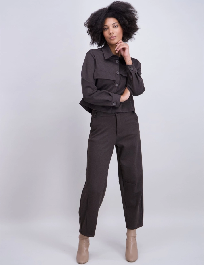 PLEASE Pantalon Coupe Ballon Marron - 4