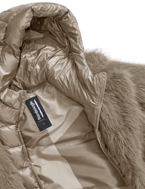 Bomboogie Veste Femme à Fourrure Taupe - 5