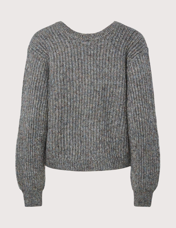 PIECES Pull Col V Junot Gris - 2