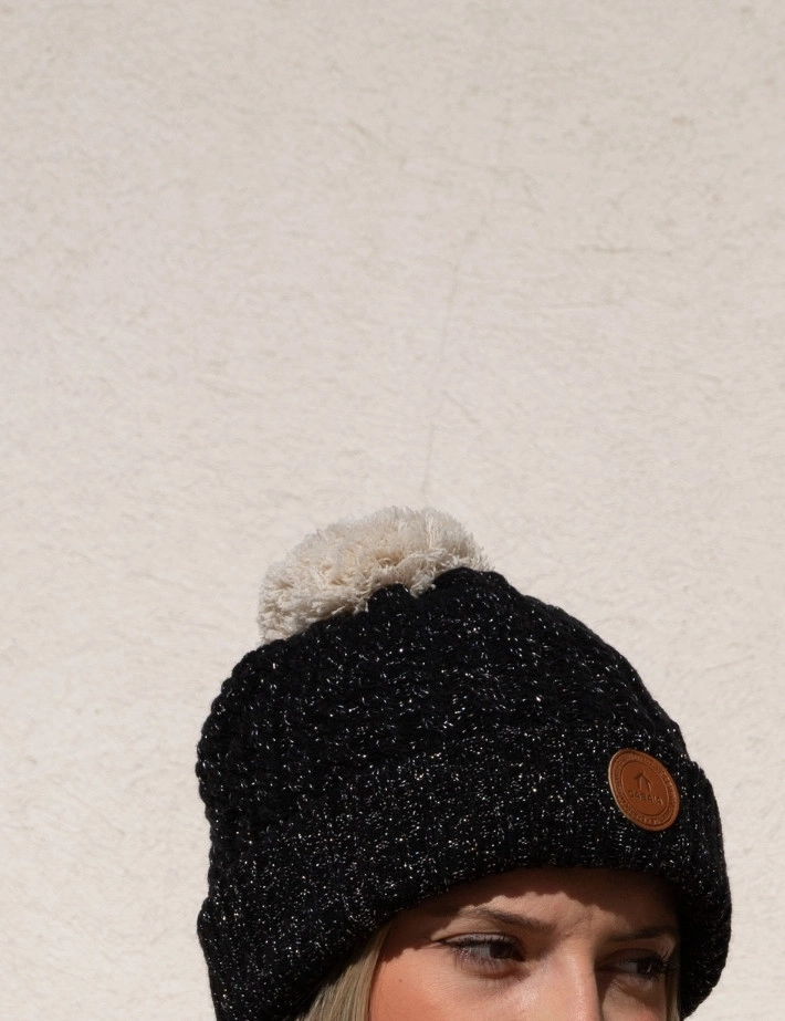 CABAIA Bonnet Beanie Royal Mojito 3 Pompons Noir - 4