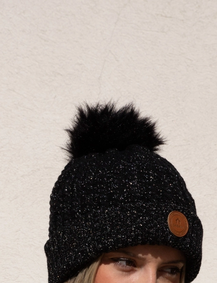 CABAIA Bonnet Beanie Royal Mojito 3 Pompons Noir - 3