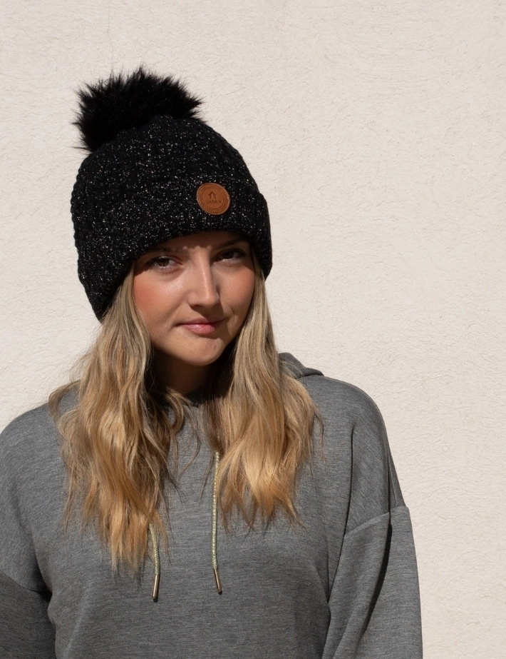 CABAIA Bonnet Beanie Royal Mojito 3 Pompons Noir - 2