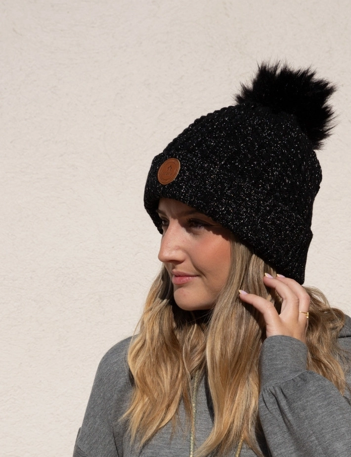 CABAIA Bonnet Beanie Royal Mojito 3 Pompons Noir - 5