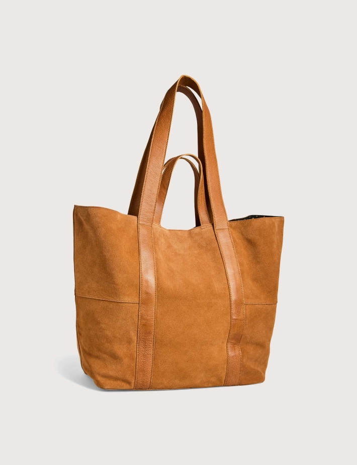 PIECES Sac Shopper Jasmin Suède Camel
