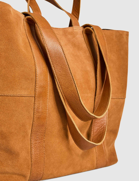 PIECES Sac Shopper Jasmin Suède Camel - 3