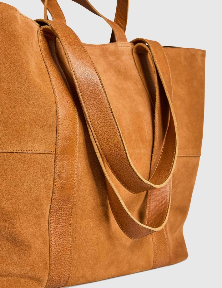 PIECES Sac Shopper Jasmin Suède Camel - 3