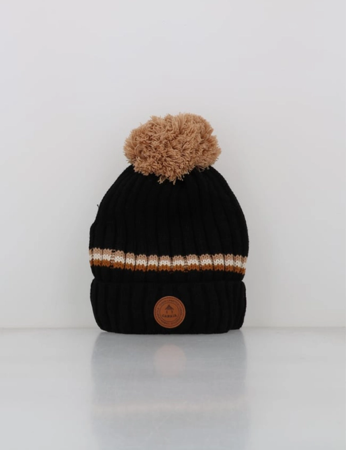 CABAIA Bonnet Beanie Manhattan 3 Pompons Noir Marron - 3