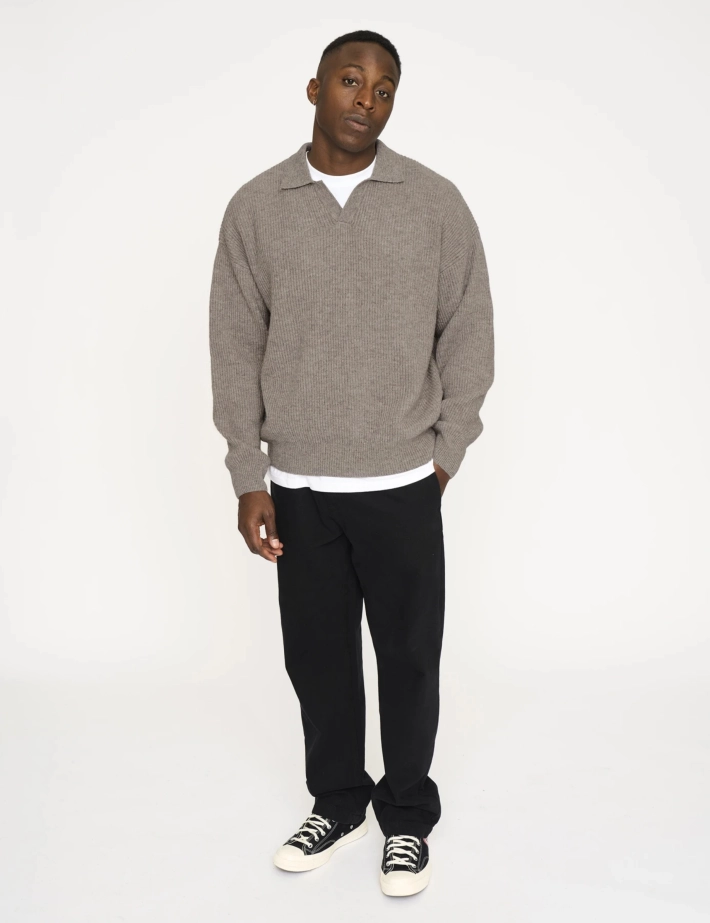 Resteröds Pull Homme Col V en Maille Kane Beige - 3