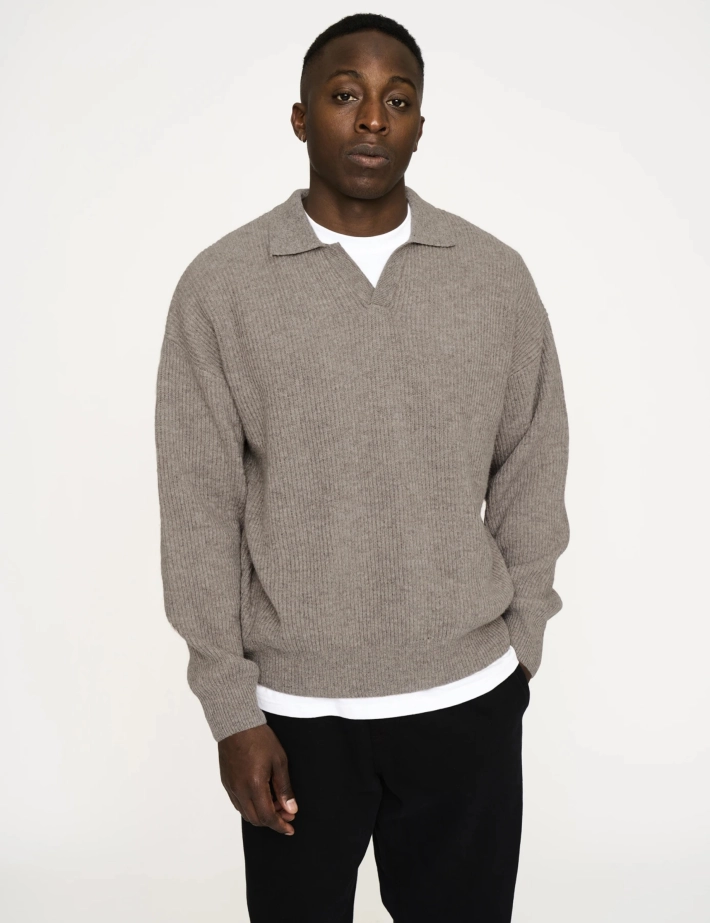 Resteröds Pull Homme Col V en Maille Kane Beige - 6