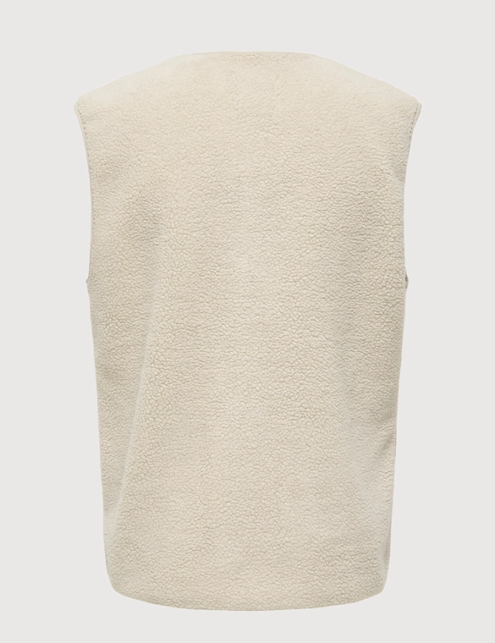 Only & Sons Veste Sherpa Sans Manches Homme Tony Gris Clair - 6