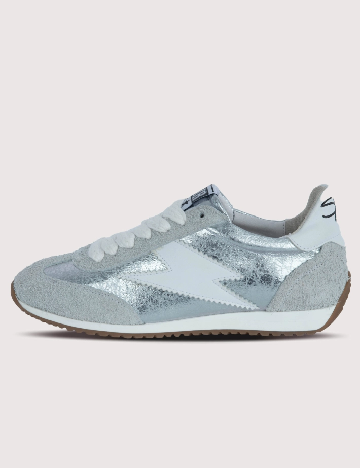 SEMERDJIAN Baskets Basses June D484 Daim Gris Métallisé Argent SS26