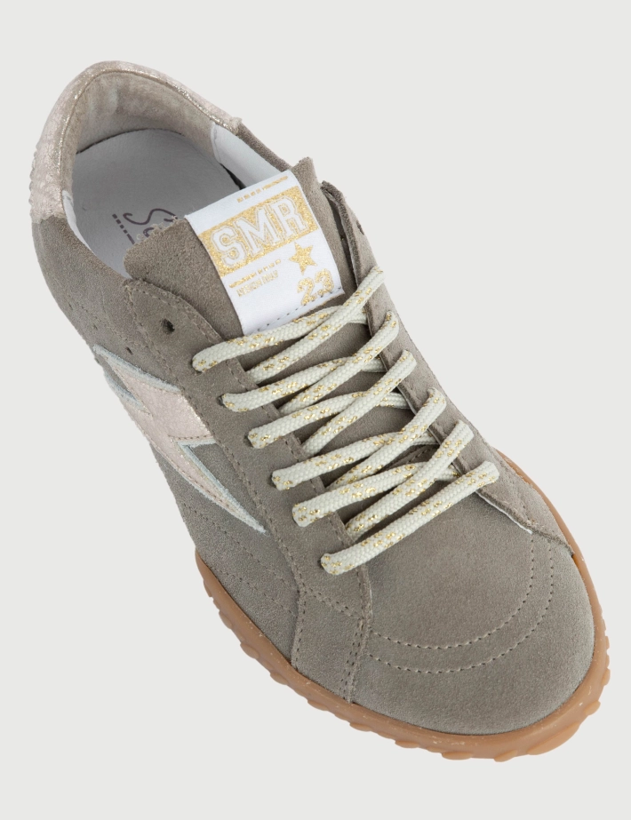 SEMERDJIAN Baskets Basses Mary D280 Daim Beige Métallisé Doré SS26 - 2