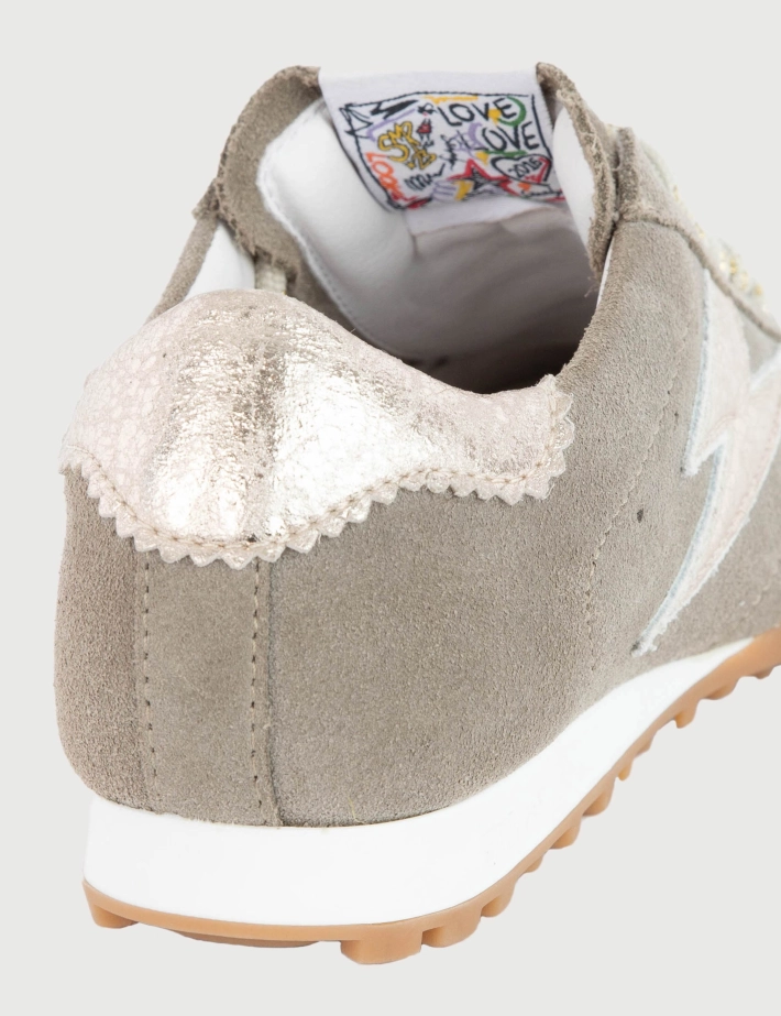 SEMERDJIAN Baskets Basses Mary D280 Daim Beige Métallisé Doré SS26 - 3