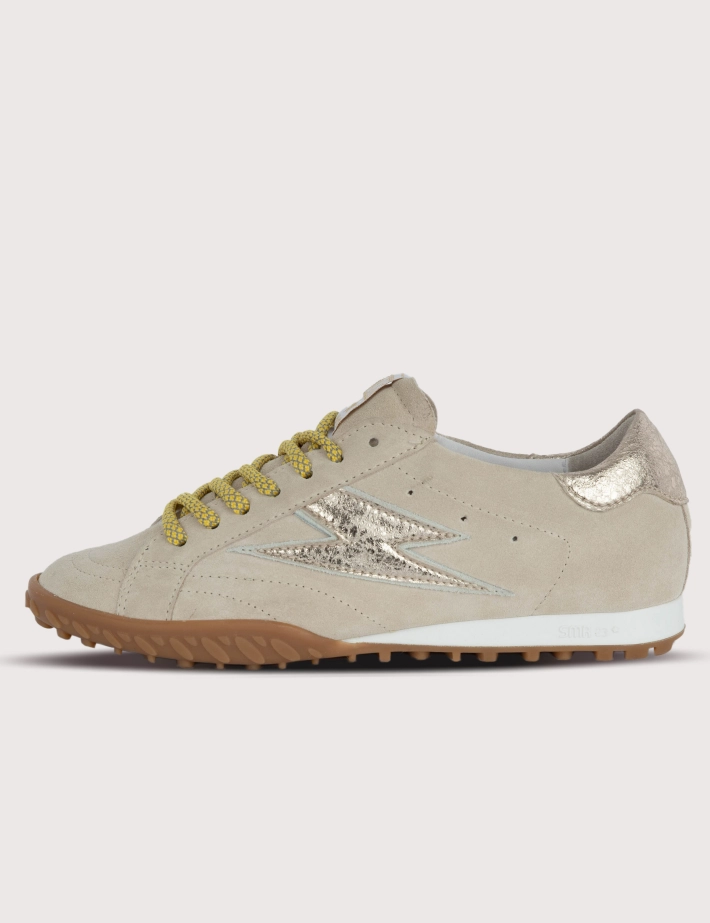 SEMERDJIAN Baskets Basses Mary D547 Daim Beige Clair Métallisé Doré SS26