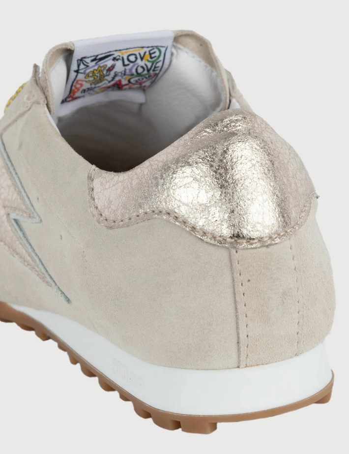SEMERDJIAN Baskets Basses Mary D547 Daim Beige Clair Métallisé Doré SS26 - 3