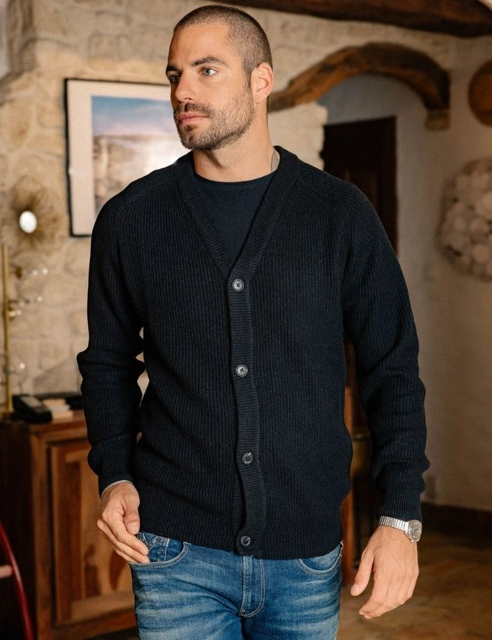 Resteröds Cardigan Homme en Maille Kyle Noir - 6