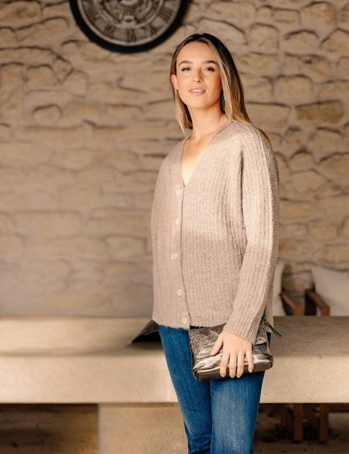 PIECES Cardigan Col V Cleo Beige - 4