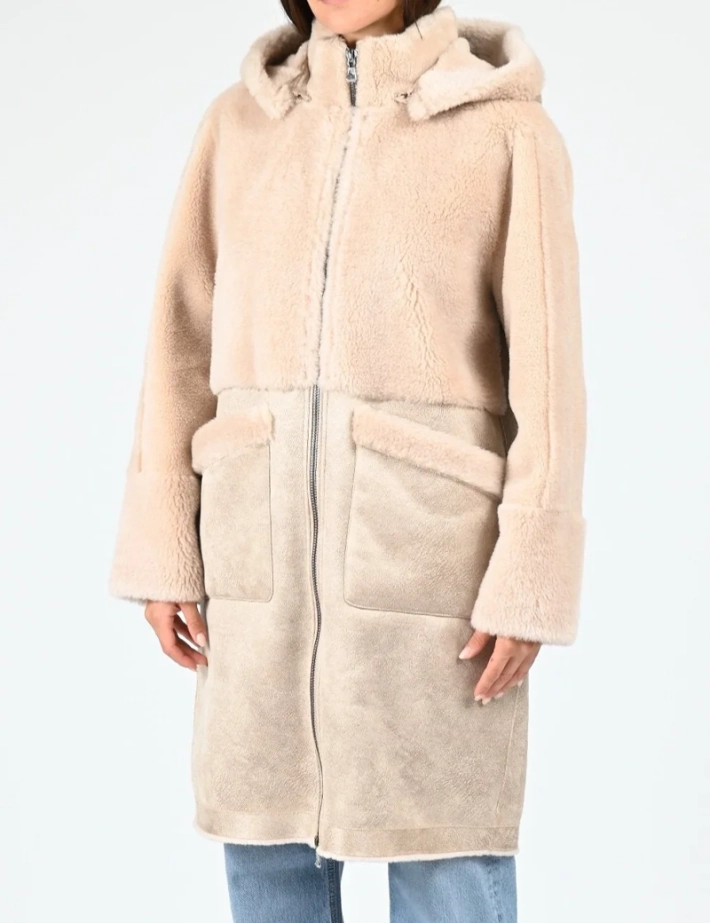 OAKWOOD Manteau Long Femme Fourrure Polly Beige