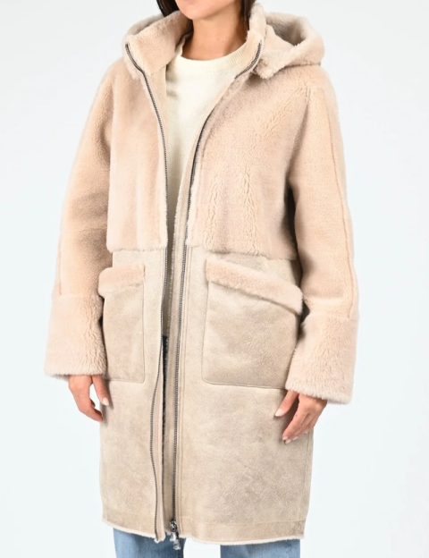 OAKWOOD Manteau Long Femme Fourrure Polly Beige - 4