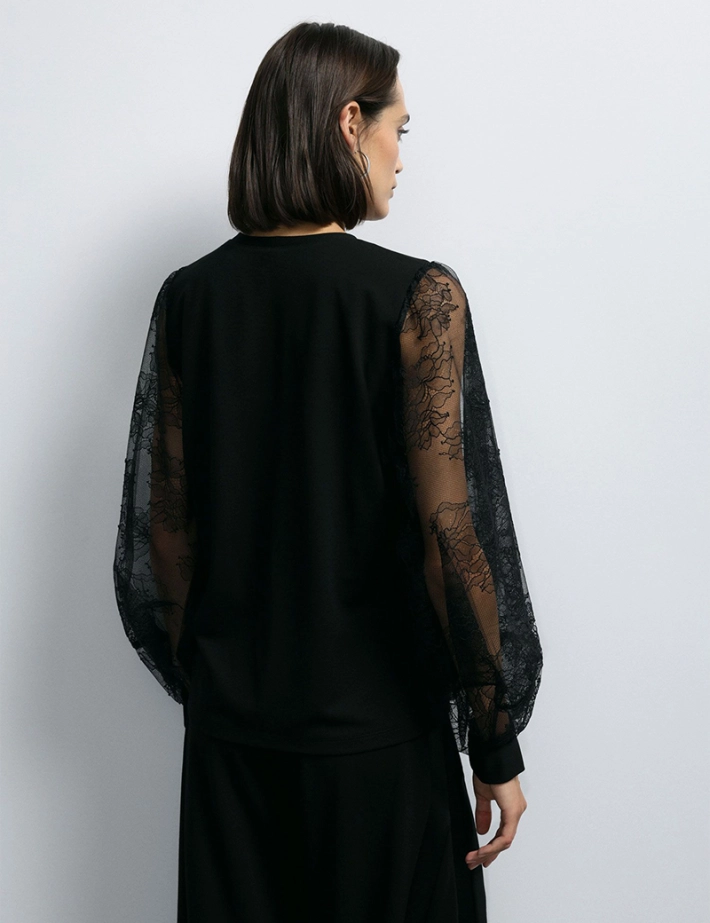 IMPERIAL Top Manches Dentelle Femme Noir - 3
