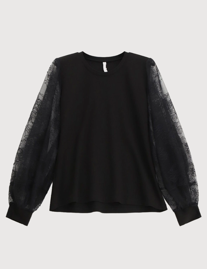 IMPERIAL Top Manches Dentelle Femme Noir