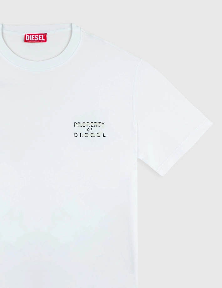 DIESEL T-Shirt Homme Adjust Logo Cœur Blanc V5 - 2